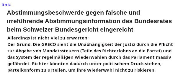 Irreführende Informationen des Bundesrates